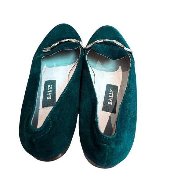 Bally of Switzerland April Hunter Green Suede Loafers Size 8 N Made in Italy - Picture 7 of 12